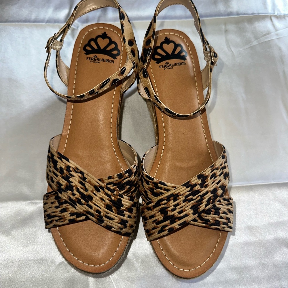 Fergalicious Leopard Print Sandals - Tan and Brown